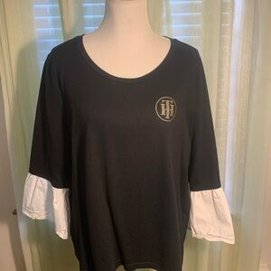 Tommy Hilfiger Black and White Long Sleeve Top